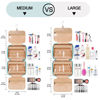 Picture of COOSKY Travel Hanging Toiletry Bag for Women, with Jewelry Organizer Compartment, Medium Waterproof Hanging Makeup Accessories, Cosmetic Essentials, Toiletries Dopp Kit Set with Trolley Belt, Blue