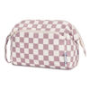 Picture of Narwey Large Women Makeup Bag Wide-open Make up Bag Travel Cosmetic Organizer Toiletry Bag for Cosmetics Toiletries Accessories (Dusty Rose Checkerboard)