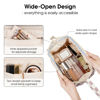 Picture of Narwey Large Women Makeup Bag Wide-open Make up Bag Travel Cosmetic Organizer Toiletry Bag for Cosmetics Toiletries Accessories (Dusty Rose Checkerboard)