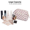 Picture of Narwey Large Women Makeup Bag Wide-open Make up Bag Travel Cosmetic Organizer Toiletry Bag for Cosmetics Toiletries Accessories (Dusty Rose Checkerboard)