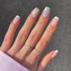 Picture of 6 Packs (144 Pcs) Press on Nails Medium - Jsiallye Flower French Tip Press on Nails Square, Swirl Press on Nails Almond, Glue on Nails in 12 Sizes - 24 Fake Nails Kit, Stick on Nails for Women