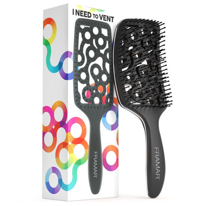 Picture of FRAMAR Professional Vented Hair Brush - Paddle Curved Hair Brush For Blow Drying, Wet Paddle Brush for Women Blow Drying
