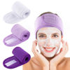 Picture of Whaline Spa Facial Headband Make Up Wrap Head Terry Cloth Headband Adjustable Towel Band for Face Washing Shower Facial Cover, 3 Pieces (White, Purple, Dark Purple)