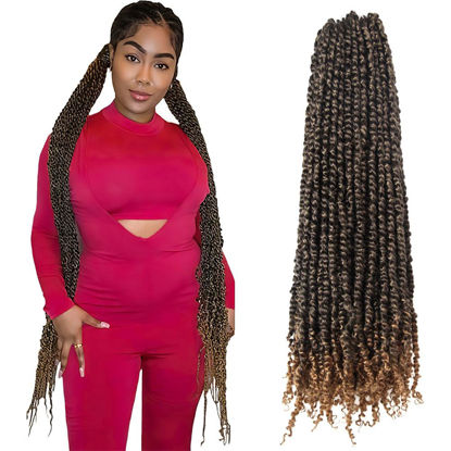 Picture of The BOHOBABE 36 Inch Pre-twisted Passion Twist Hair 8 Packs Super Long Pre-looped Crochet Passion Twist Braiding Hair Soft Bohemian Twists (T27)