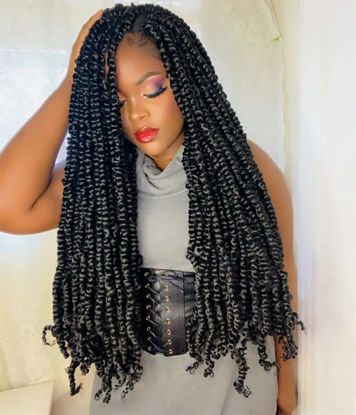 Picture of The BOHOBABE Pre-twisted Passion Twist Crochet Hair 24 Inch Pre-looped Long Crochet Passion Twist Braiding Hair 8 Packs Soft Bohemian Twists (2#)