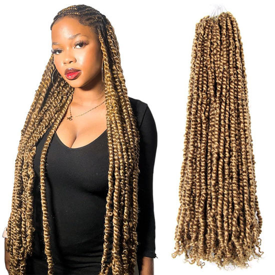 Picture of The BOHOBABE 36 Inch Pre-twisted Passion Twist Hair 8 Packs Super Long Pre-looped Crochet Passion Twist Braiding Hair Soft Bohemian Twists (27#)
