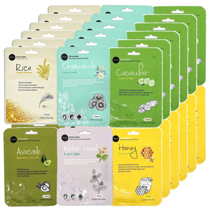 Picture of Celavi Essence Facial Face Mask K-Beauty Skincare Korea Skin Care Moisturizing (6 of each) B Set