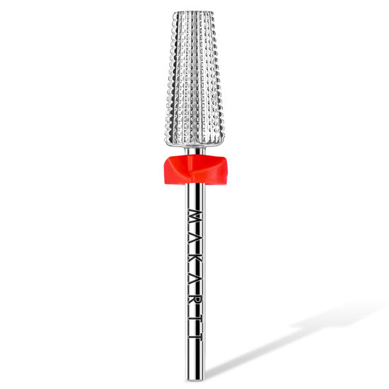 Picture of Makartt 5 in 1 Nail Drill Bits,3/32" Shank Tungsten Carbide Tapered Drill Bits for Nails Fast Removing Acrylic Nail Hard Gels Cuticle Professional Nail Efile Bit for Nail Drill Machine(Fine, Silver)