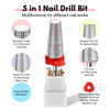 Picture of Makartt 5 in 1 Nail Drill Bits,3/32" Shank Tungsten Carbide Tapered Drill Bits for Nails Fast Removing Acrylic Nail Hard Gels Cuticle Professional Nail Efile Bit for Nail Drill Machine(Fine, Silver)
