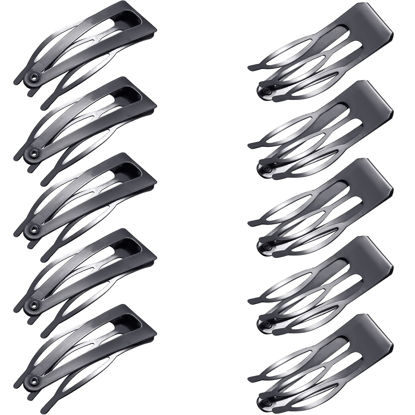 Picture of Chinco 24 Pieces Double Grip Hair Clips Metal Snap Hair Clips Women Hair Barrettes for Hair Making, Salon Supplies (Gun Black, 2 Inch)