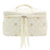 Picture of PAZIMIIK Cotton Makeup Bag for Women Large Quilted Travel Cosmetic Case Girls' Make Up Organizer,Floral White