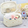 Picture of PAZIMIIK Cotton Makeup Bag for Women Large Quilted Travel Cosmetic Case Girls' Make Up Organizer,Floral White