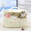 Picture of PAZIMIIK Cotton Makeup Bag for Women Large Quilted Travel Cosmetic Case Girls' Make Up Organizer,Floral White