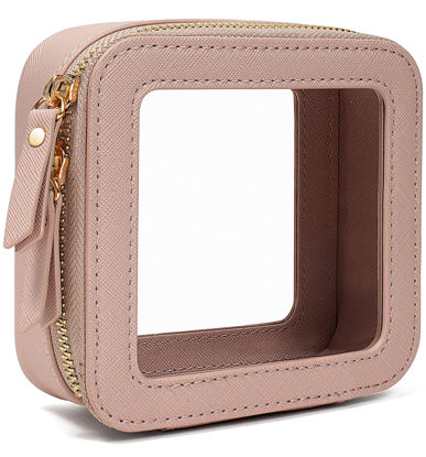 Picture of LETGO Clear Makeup Bags Small, TSA Approved Toiletry Bag with Zipper, Mini Clear Makeup Pouch Purse Organizer Fit Carry-on Travel Essentials,Clear Cosmetic Bags for Car Storage (Mini-Nude)