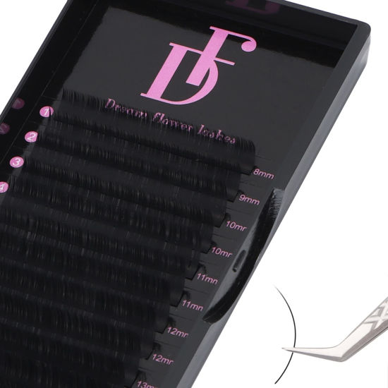 Picture of DF Lash Extension Volume Lashes Extension 0.03 CC Curl 13mm Individual lash Extensions Classic Lash Extensions Soft Matte Black Single Eyelashes Professional Salon Use