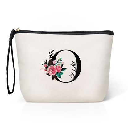 Picture of TOPEAST Mothers Day Gifts for Mom - Personalized Makeup Bag Large Toiletry Makeup Pouch Travel Essential Birthday Gifts for Friends Female Friendship Mom (Letter O)