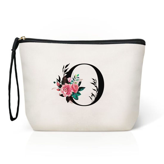 Picture of TOPEAST Mothers Day Gifts for Mom - Personalized Makeup Bag Large Toiletry Makeup Pouch Travel Essential Birthday Gifts for Friends Female Friendship Mom (Letter O)