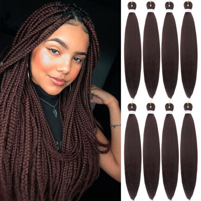 Picture of Alrence Pre Stretched Braiding Hair Long Braid 30 Inch 8 Packs Professional Braiding Hair Extensions Synthetic Crochet Twist Braids (30 Inch, 99J#)