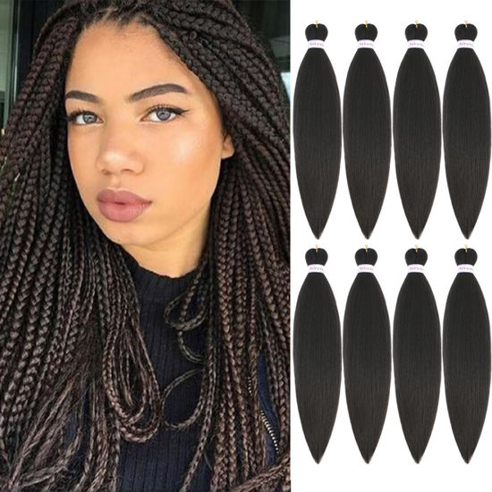 Picture of Alrence Pre Stretched Braiding Hair Long Braid 16 Inch 8 Packs Professional Braiding Hair Extensions Synthetic Crochet Twist Braids (16 Inch, 4#)
