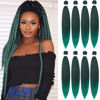 Picture of Alrence Pre Stretched Braiding Hair Long Braid 30 Inch 8 Packs Professional Braiding Hair Extensions Synthetic Crochet Twist Braids (30 Inch, 1B/Green)