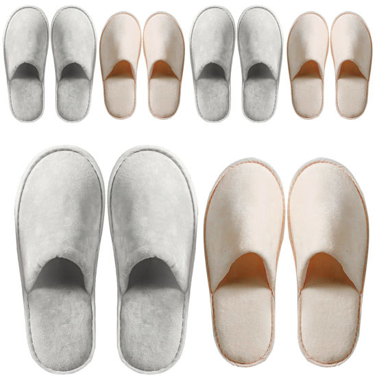 Picture of OSTADARRA 6 Pairs Spa Slippers, Non Slip Disposable Slippers For Guest, Washable Reusable, Which Can Be Used As Women Men, House, Indoor, Bathroom, Bedroom, Hotel, Bride Slippers (2 sizes)