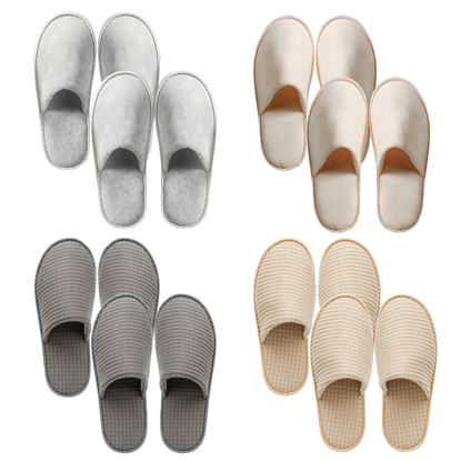 Picture of OSTADARRA 8 Pairs Spa Slippers, Non Slip Disposable Slippers For Guest, Washable Reusable, Which Can Be Used As Women Men, House, Indoor, Bathroom, Bedroom, Hotel, Bride Slippers