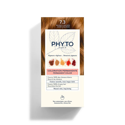 Picture of PHYTO Phytocolor Permanent Hair Color, 7.3 Golden Blonde, with Botanical Pigments, 100% Grey Hair Coverage, Ammonia-free, PPD-free, Resorcin-free, 0.42 oz.