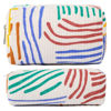 Picture of SOIDRAM Makeup Bag Corduroy Cosmetic Bag Cute Stripe Makeup Pouch 1Pcs Large Capacity Makeup Bags and 1Pcs Makeup Brushes Storage Bag Travel Toiletry Bag Organizer