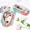 Picture of SOIDRAM Makeup Bag Corduroy Cosmetic Bag Cute Stripe Makeup Pouch 1Pcs Large Capacity Makeup Bags and 1Pcs Makeup Brushes Storage Bag Travel Toiletry Bag Organizer