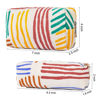 Picture of SOIDRAM Makeup Bag Corduroy Cosmetic Bag Cute Stripe Makeup Pouch 1Pcs Large Capacity Makeup Bags and 1Pcs Makeup Brushes Storage Bag Travel Toiletry Bag Organizer