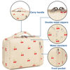 Picture of Bluboon Makeup Bag Zipper Pouch Travel Portable Cosmetic Bag Organizer for Women and Girls(Cherry Corduroy beige)