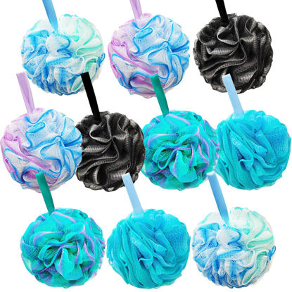 Picture of 10 Pcs Shower Loofahs,Bath Shower Loofah Sponge,Exfoliating Shower Pouf Balls for Women,Men,Body Wash Bathroom,Exfoliate with Beauty Bathing Accessories
