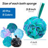 Picture of 10 Pcs Shower Loofahs,Bath Shower Loofah Sponge,Exfoliating Shower Pouf Balls for Women,Men,Body Wash Bathroom,Exfoliate with Beauty Bathing Accessories