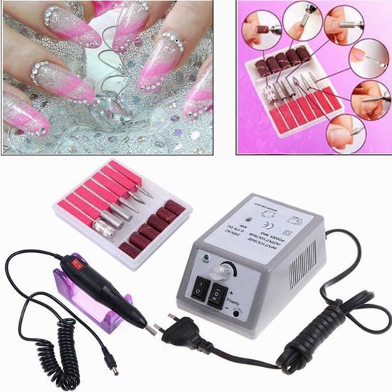 Picture of Electric Nail Drill for Acrylic Nails Professional Manicure Pen USB With 6 Pieces Changeable Nail Drill Bits