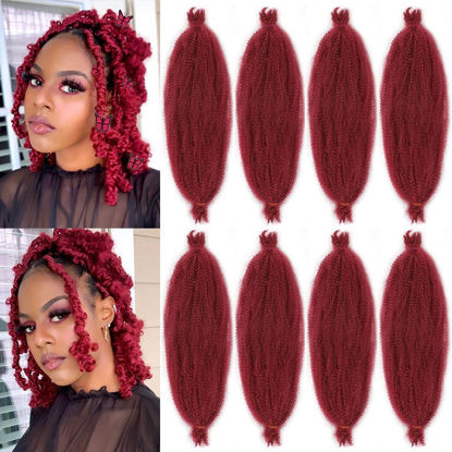 Picture of 8 Packs Springy Afro Twist Hair Wine Red Spring Twist For Distressed Soft Locs 16 Inch Synthetic Pre-Separated Crochet Braiding Hair Long Marley Twist Hair Extension For Women(10 Strands/Pack,BUG#)