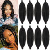 Picture of 8 Packs Pre Separated Springy Afro Twist Hair 10 Inch Spring Twist Hair for Faux Locs Crochet Hair Pre Fluffed Natural Black Marley Twist Crochet Braiding Hair Synthetic Extensions (8 Strands/Pack,1B)