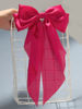 Picture of Furling Pompoms Hot Pink Bows Hair Clips for Women Large Bow Clip for Girls Satin Long Tails with Alligator Clips White Big Hair Bow Hair Accessories Pack of 2