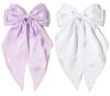 Picture of Furling Pompoms Hair Bows Clips for Women Large Bow Clips for Girls Satin Long Tails with Alligator Clips Big Hair Bow Hair Accessories (Lilac White)