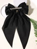 Picture of Furling Pompoms Hair Bows Clips for Women Large Bow Clip for Girls Satin Long Tails with Alligator Clips 2pcs Big Hair Bow Hair Accessories (Black Hot Pink)