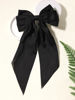 Picture of Furling Pompoms Hair Bow Clips Black Hair Bow White Hair Bow Big Satin Hair Bow Barrette Alligator Clips Long Tail Hair Accessories for Women Girls Teens,Pack of 2