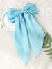 Picture of Furling Pompoms Hair Bows Clips for Women Large Bow Clips for Girls Satin Long Tails with Alligator Clips Big Hair Bow Hair Accessories (Pink Blue)