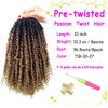 Picture of Pre-twisted Passion Twist Crochet Hair 10 Inch 8 Packs Crochet Passion Twist, Pre Looped Short Ombre Passion Twist Hair Crochet Twist Braids Bohemian Crochet Hair for Women Curly Ends T1B-30-27