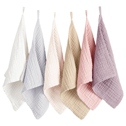 Picture of Konssy 6 Pack Face Cloths, Soft Wash Cloth for Washing Face, Cotton Face Towels for Sensitive Skin Women Facial Makeup Remover Reusable Absorbent Washcloths （11 x 11 Inch）