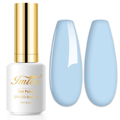 Picture of Imtiti Pastel Gel Nail Polish, 1 Pcs 0.5 Fl Oz Pastel Blue Gel Polish Soak Off LED U V Nail Gel Polish Spring Summer Easter Gel Nail Polish DIY Nail Art Starter Manicure Salon Gel Nail Kit
