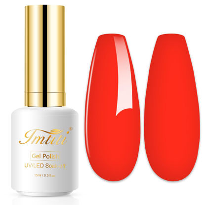 Picture of Imtiti Neon Gel Nail Polish, 0.5 Fl Oz Neon Red Gel Polish Soak Off LED U V Nail Gel Polish Spring Summer Gel Nail Polish DIY Nail Art Starter Manicure Salon Gel Nail Kit