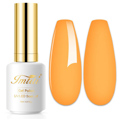 Picture of Imtiti Pastel Gel Nail Polish, 0.5 Fl Oz Light Pastel Orange Gel Polish Soak Off LED U V Nail Gel Polish Spring Summer Easter Gel Nail Polish DIY Nail Art Starter Manicure Salon Gel Nail Kit