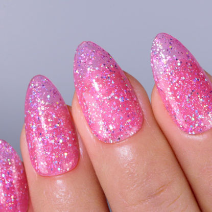 Picture of Imtiti Glitter Gel Nail Polish, 1 Pcs 0.5 Fl Oz Hot Pink Glitter Gel Polish Soak Off LED U V Nail Gel Polish Nail Polish DIY Nail Art Starter Manicure Salon Gel Nail Polish Kit for Women Girls