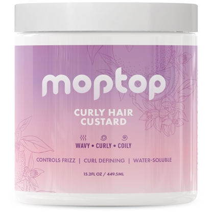 Picture of MopTop Curl Custard Gel for Fine, Thick, Wavy & Kinky-Coily Hair - Anti Frizz Moisturizer, Curl Definer & Lightweight Activator with Aloe, Great for Dry Hair, 16 oz.