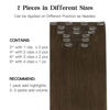 Picture of HOTBANANA Human Hair Clip in Hair Extensions, Chocolate Brown 80g Clip in Hair Extensions Real Human Hair Straight Remy Hair Clip in Hair Extensions 12 Inch 7pcs