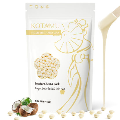 Picture of KOTAMU Hard Wax Beads for Hair Removal - 1lb Sensitive Skin Thick Hair Formula for Full Body, Face, Chest, Back, Leg, Bikini Brazilian Waxing - Wax Refill for Women and Men
